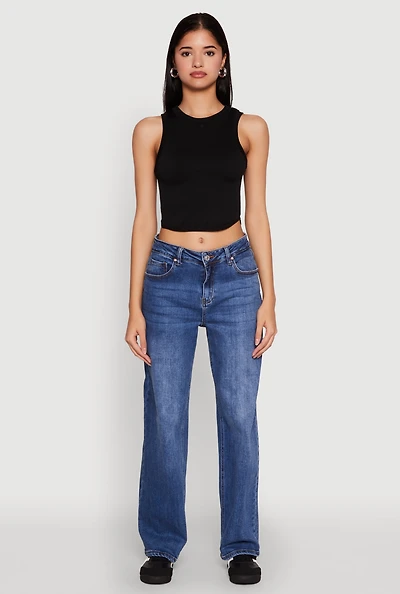 Womens Seamless Crew Neck Cropped Tank Top,