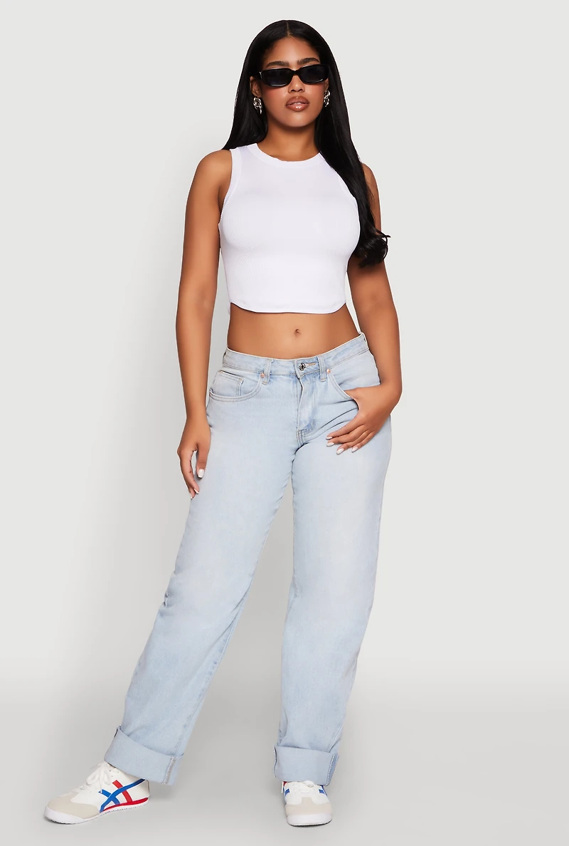 Seamless Crew Neck Cropped Tank Top
