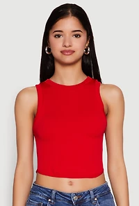 Womens Seamless Crew Neck Cropped Tank Top,