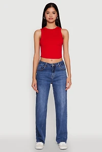 Womens Seamless Crew Neck Cropped Tank Top,