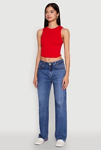 Womens Seamless Crew Neck Cropped Tank Top,