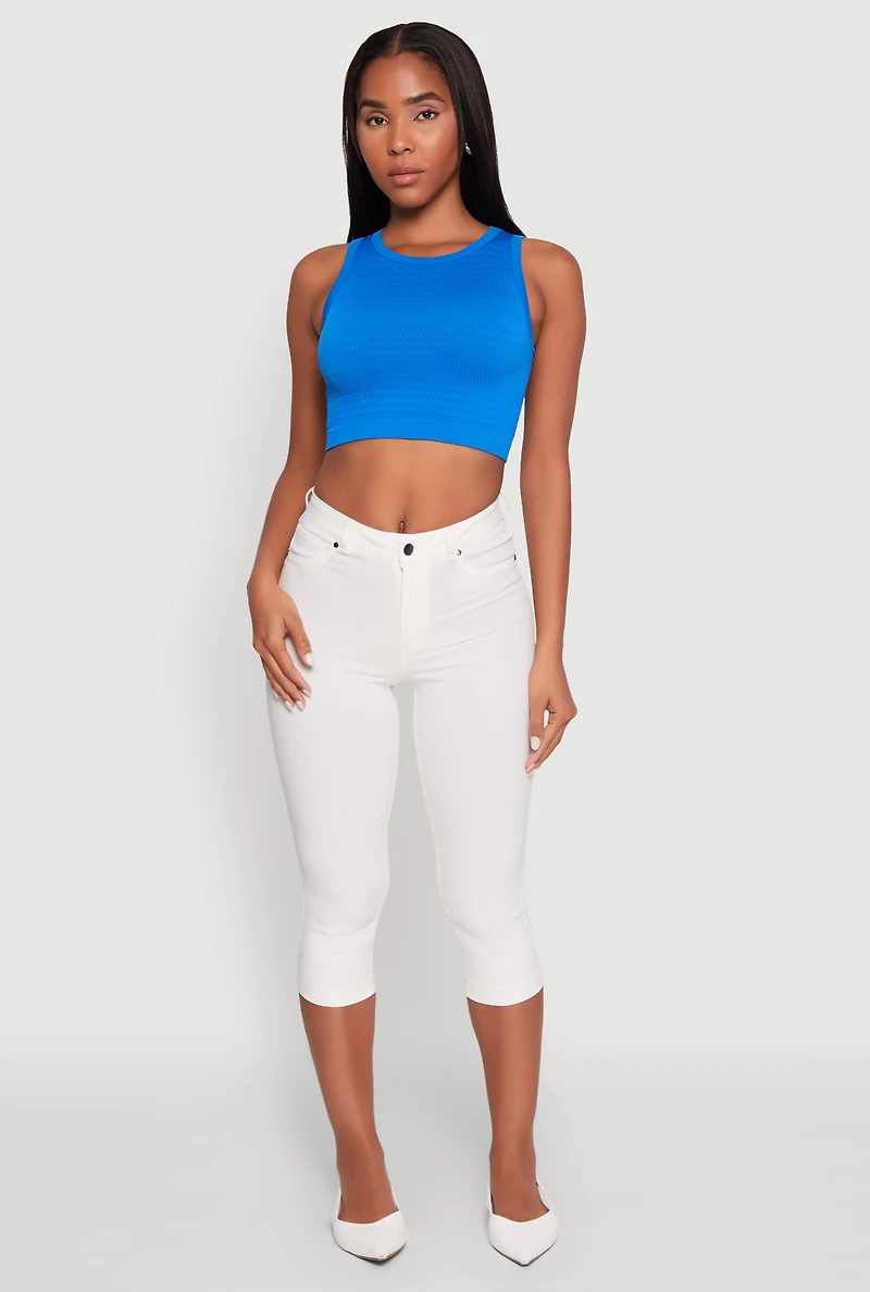 Textured Knit Seamless Cropped Tank Top