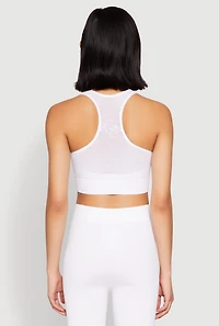Womens Cut Out Detail Seamless Racerback Sports Bra, White, Size S-M