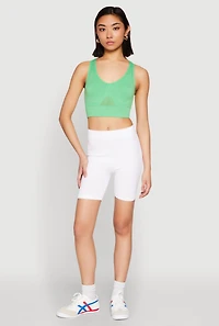 Womens Cut Out Detail Seamless Racerback Sports Bra, Green, Size L-XL