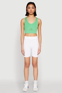 Womens Cut Out Detail Seamless Racerback Sports Bra, Green, Size L-XL