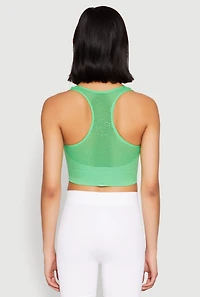 Womens Cut Out Detail Seamless Racerback Sports Bra, Green, Size L-XL
