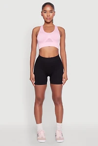 Womens Cut Out Detail Seamless Racerback Sports Bra, Purple, Size S-M