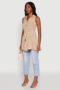 Womens Crepe Knit Tiered Tunic Top, XL