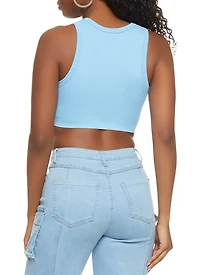 Ribbed High Neck Seamless Tank Top