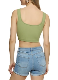 Womens Seamless Rib Knit Crop Top,