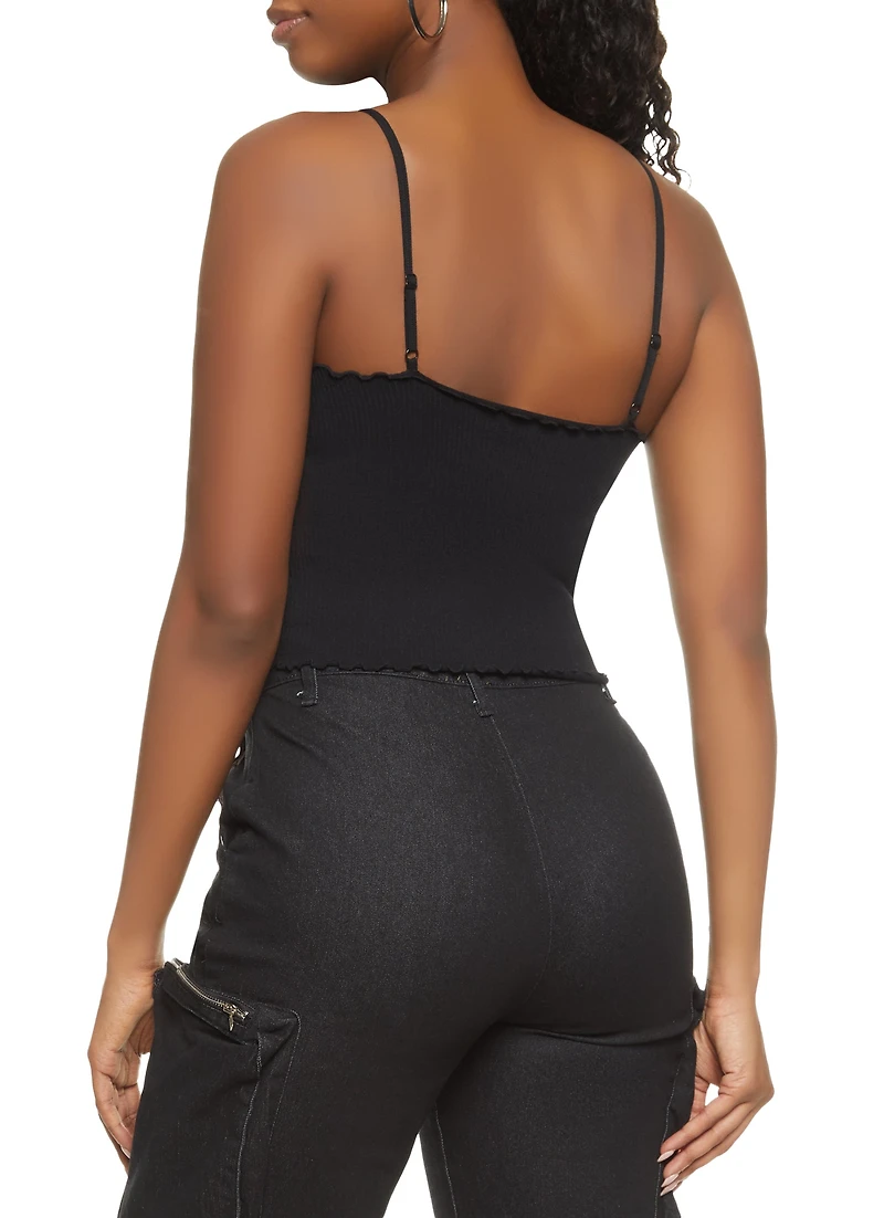 Ribbed Knit Lettuce Edge Seamless Cami