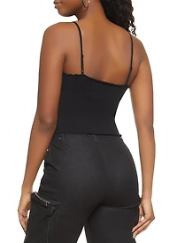 Ribbed Knit Lettuce Edge Seamless Cami