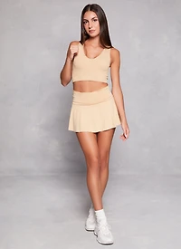 Womens Rib Knit Seamless Crop Top, S-M