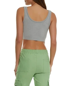 Womens Ribbed Knit Seamless Crop Top, Grey, Size M-L