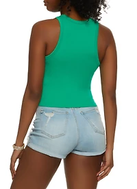 Womens Seamless Ribbed Racerback Tank Top, Green, Size S-M