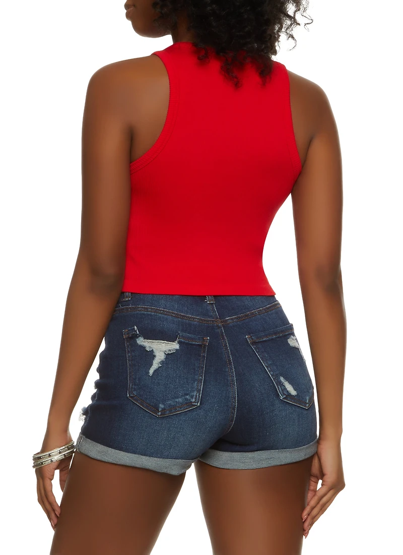 Womens Seamless Ribbed Racerback Tank Top, Red, Size S-M