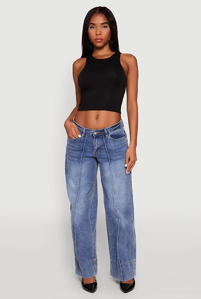 Womens Crew Neck Cropped Tank Top, L