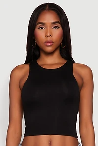 Womens Crew Neck Cropped Tank Top,