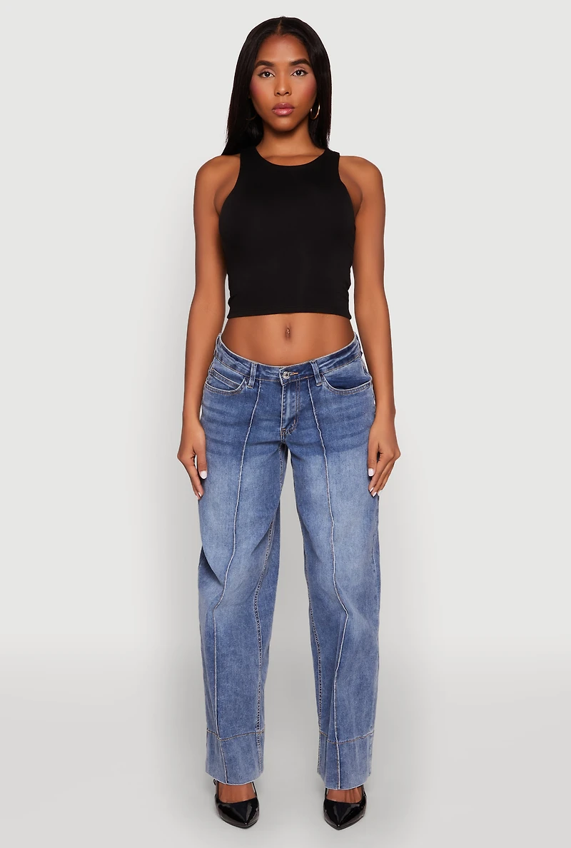 Womens Crew Neck Cropped Tank Top,
