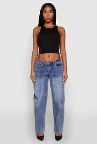 Womens Crew Neck Cropped Tank Top,