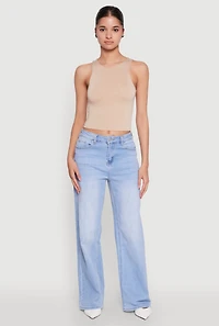 Womens Crew Neck Cropped Tank Top,