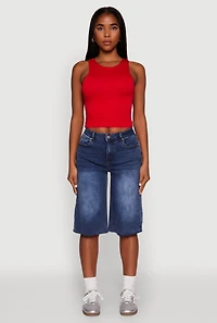 Womens Crew Neck Cropped Tank Top, L