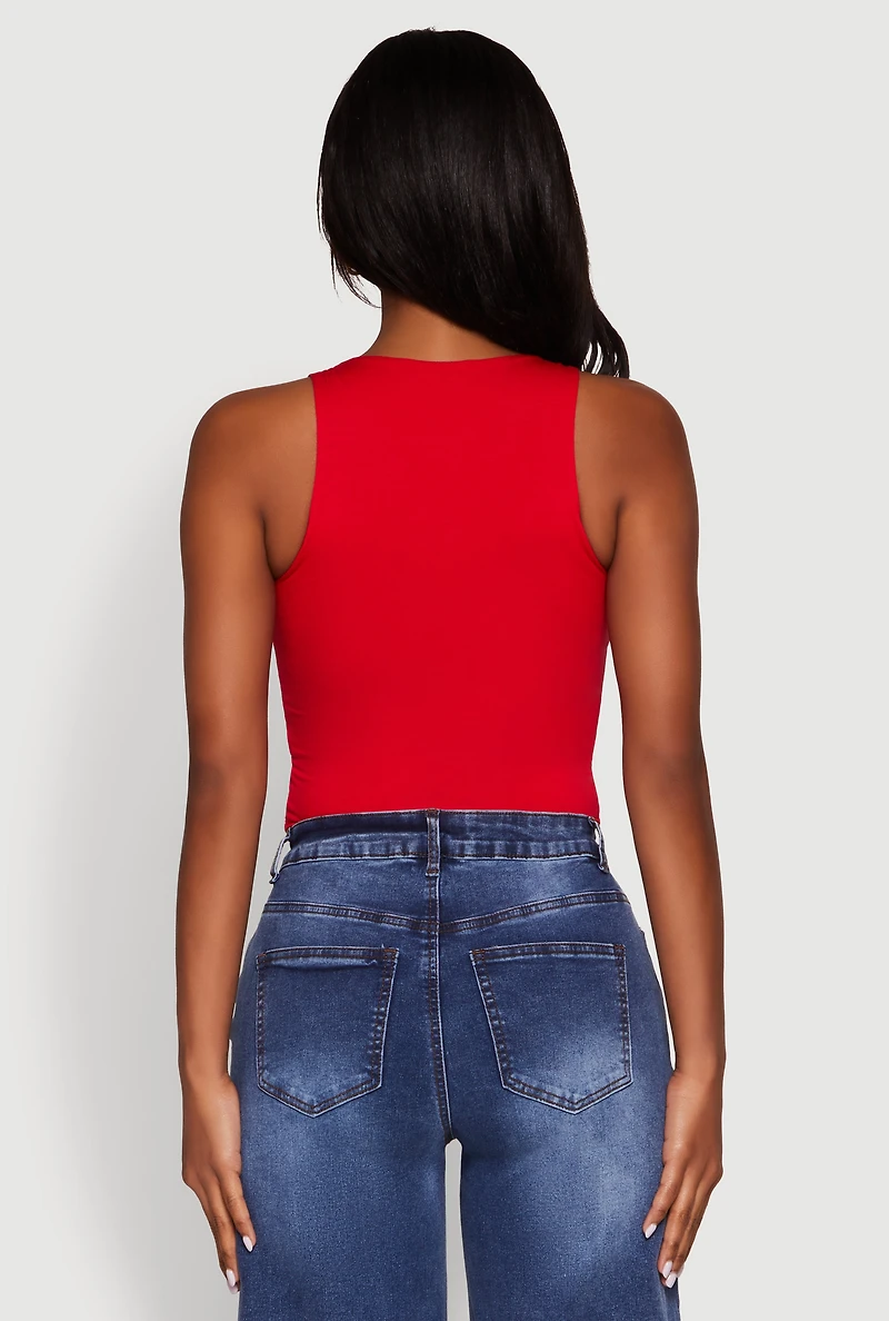 Womens Crew Neck Cropped Tank Top, L