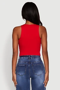 Womens Crew Neck Cropped Tank Top, L
