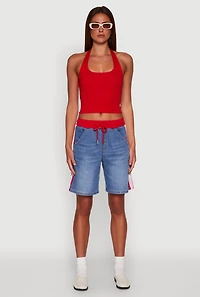 Womens Basic Halter Top, Red, Size M