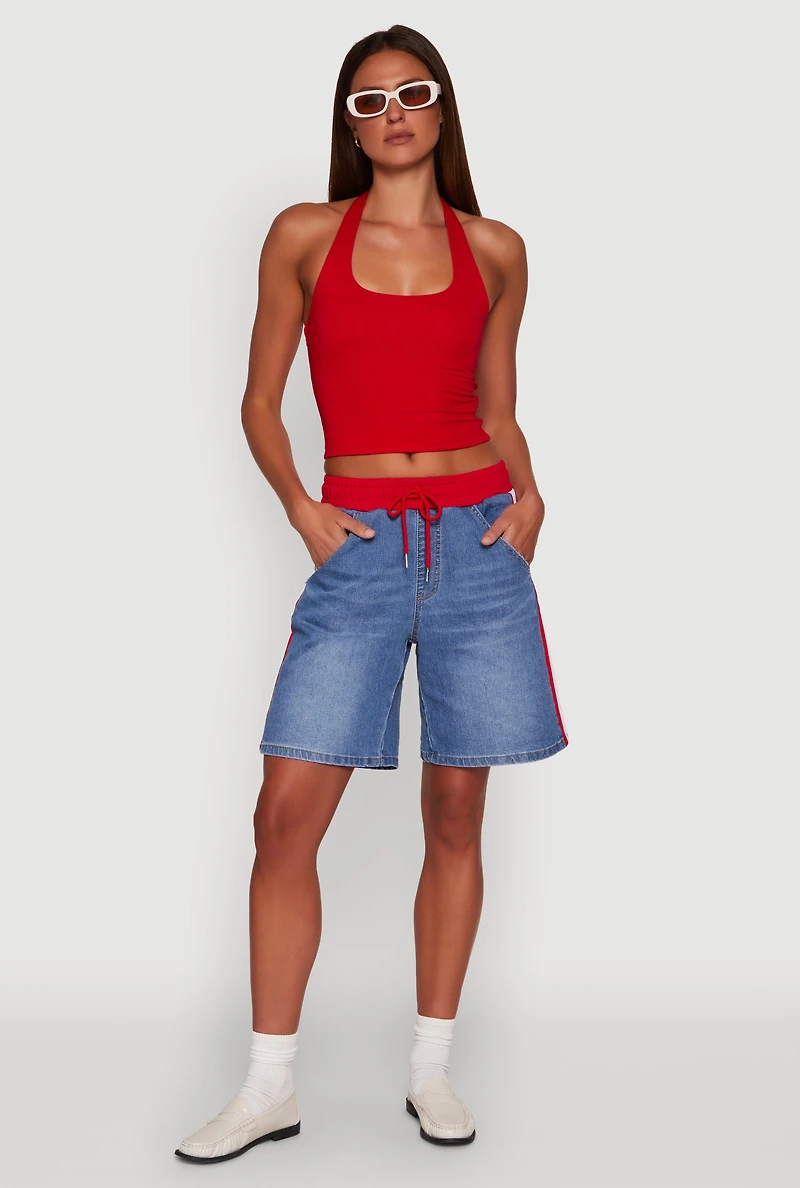 Womens Basic Halter Top, Red, Size M