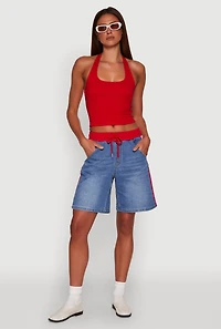 Womens Basic Halter Top, Red, Size M