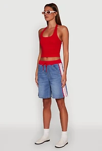 Womens Basic Halter Top, Red, Size M