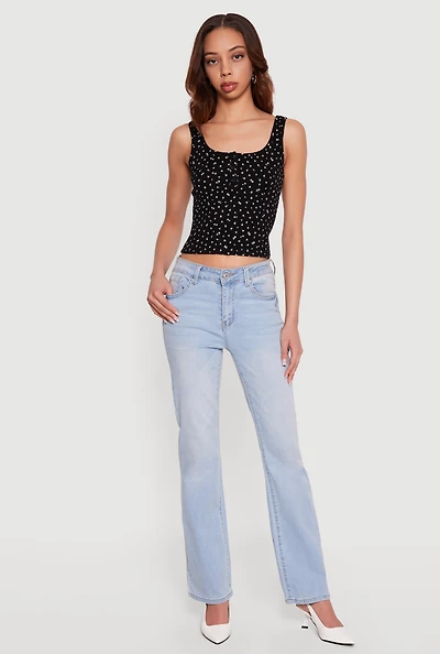 Ditsy Floral Print Henley Tank Top