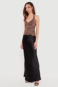 Leopard Print Tie Neck Halter Top