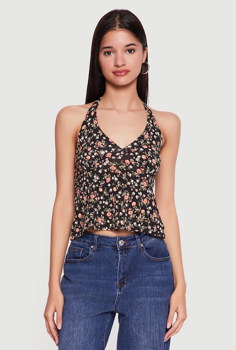 Floral Cropped Halter Top