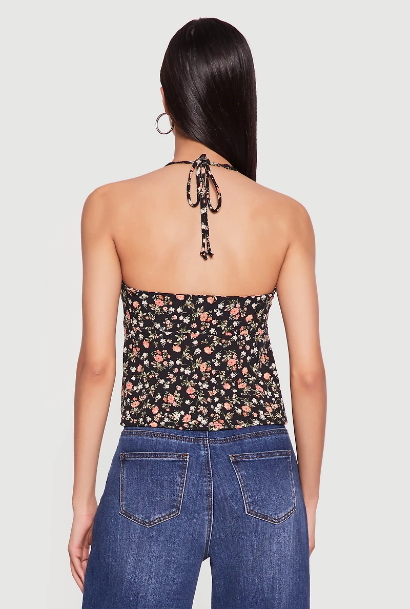 Floral Cropped Halter Top
