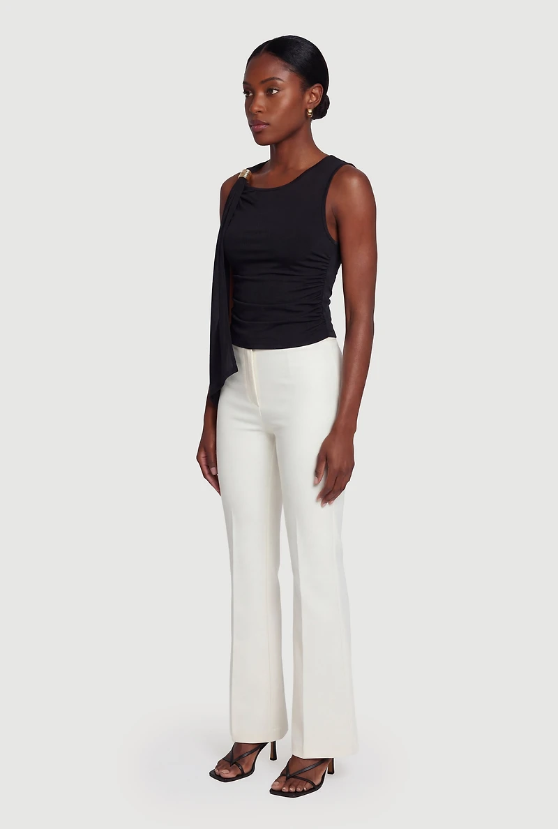Metallic Detail Ruched Side Scarf Top