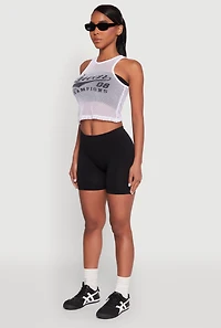 Womens Queen Champions Graphic Fishnet Crop Top, White, Size S