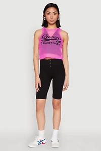 Queen Champions Graphic Fishnet Crop Top