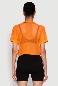 Womens Fishnet Brklyn Graphic Cropped Baseball Tee,