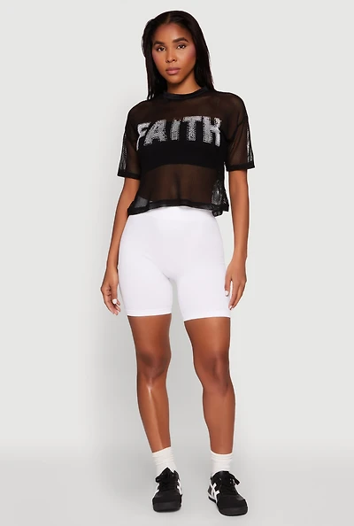 Womens Faith Fishnet Top, Black, Size L