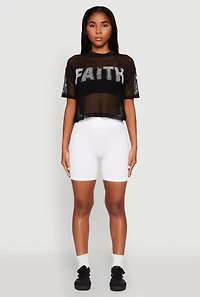 Womens Faith Fishnet Top, Black, Size S