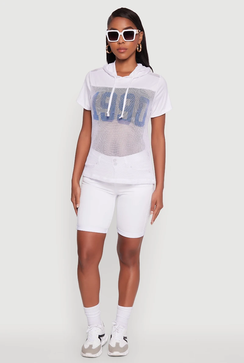 Fishnet 1990 Graphic Hooded Short Sleeve Top