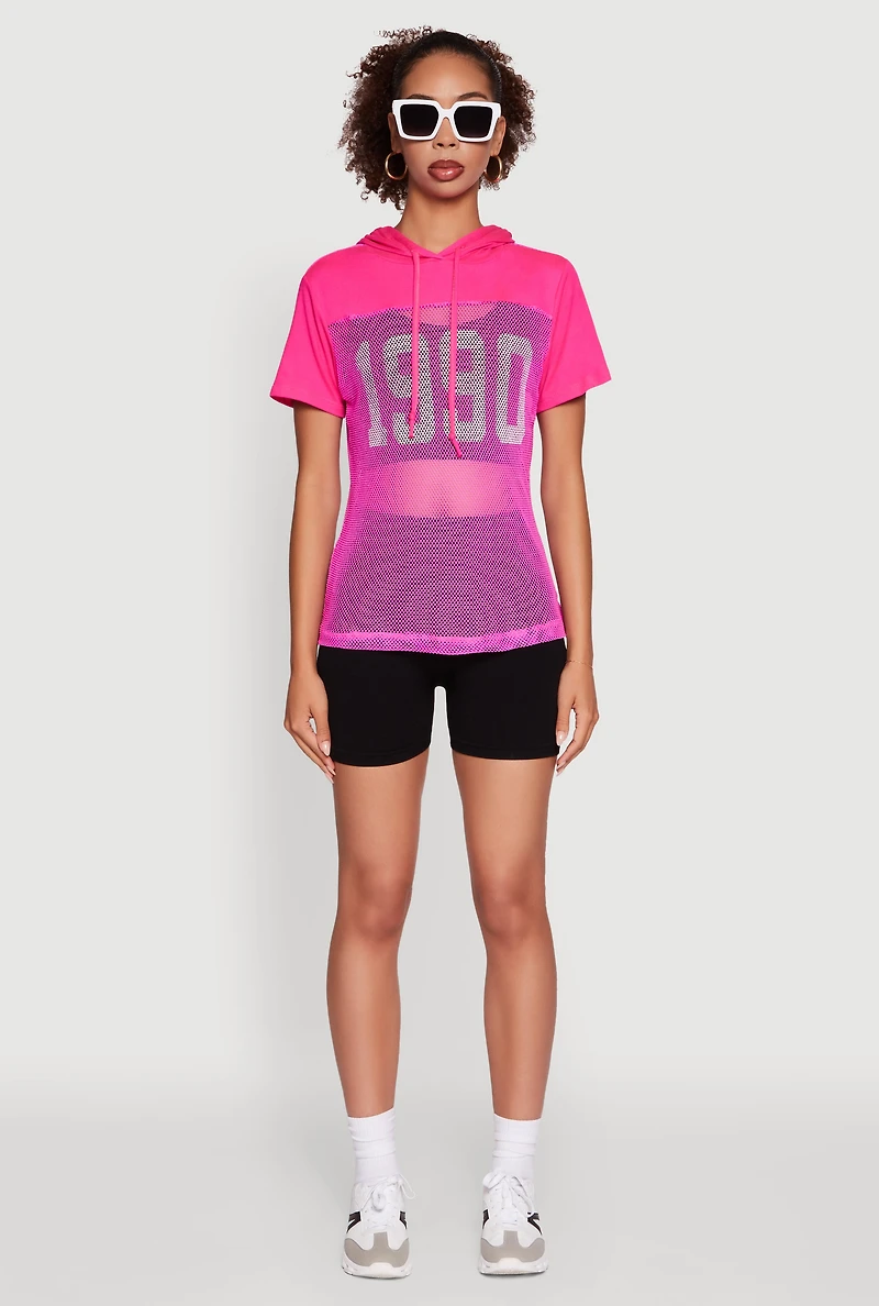 Fishnet 1990 Graphic Hooded Short Sleeve Top