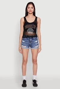 Womens Brooklyn Graphic Fishnet Tank Top, Black, Size S