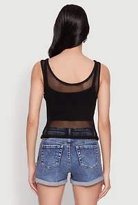 Womens Brooklyn Graphic Fishnet Tank Top, Black, Size S