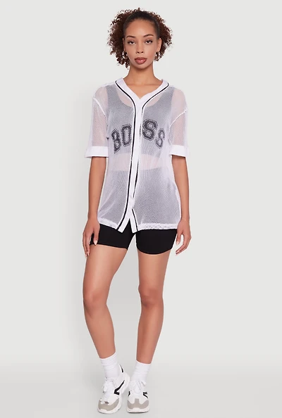 Fishnet Boss Graphic Baseball Shirt