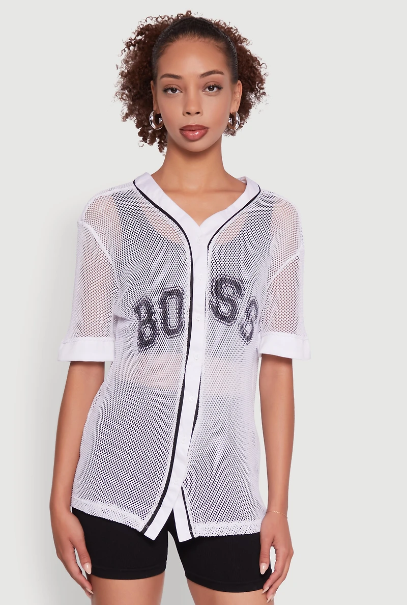 Fishnet Boss Graphic Baseball Shirt