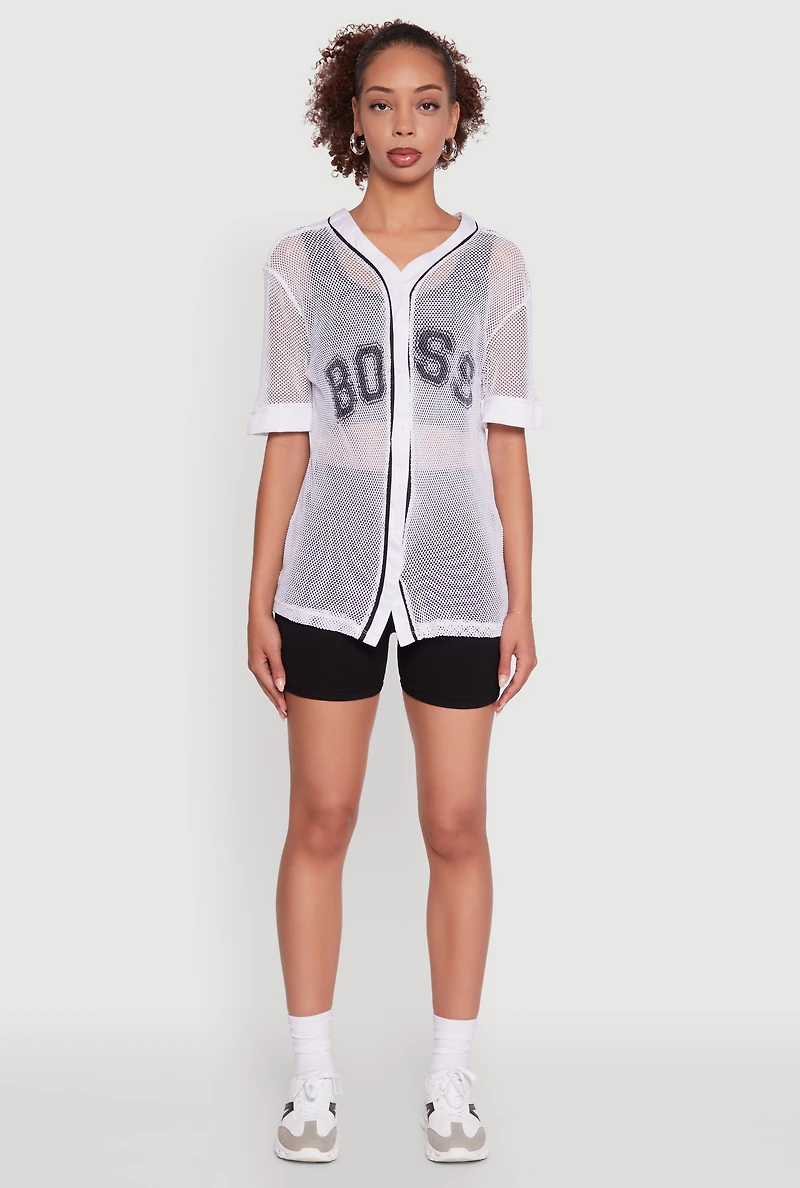 Fishnet Boss Graphic Baseball Shirt
