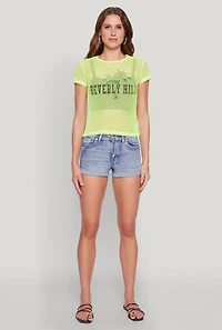Womens Beverly Hills Fishnet Top, Green,